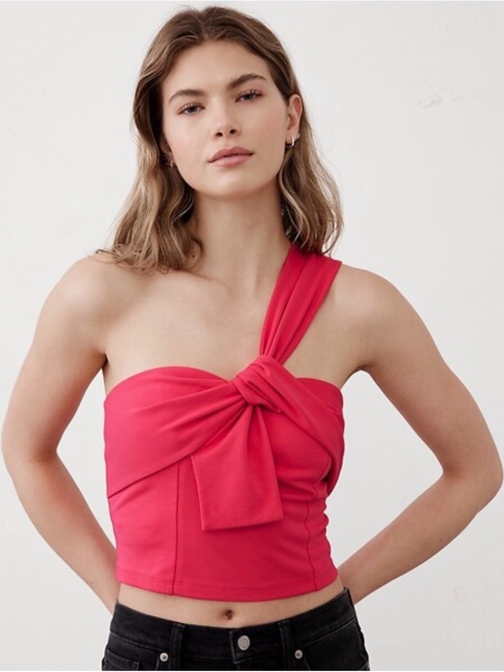 Banana Republic Hot Pink Knotted One Shoulder Crop Top Size Medium NWT